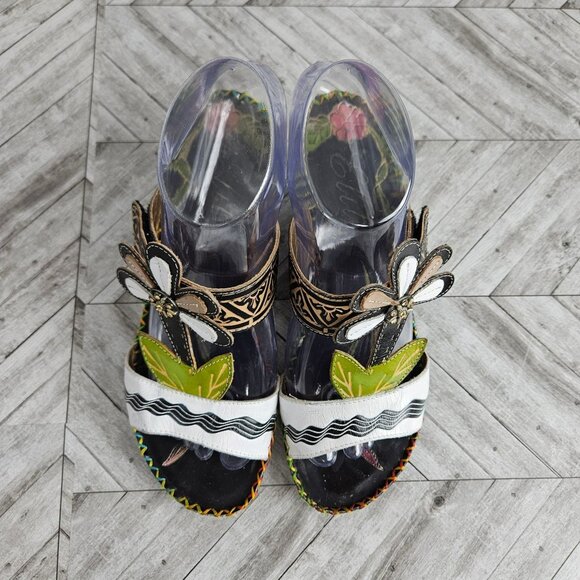 Elite By Corkys Flower Colorful Woven Strap Wedge Heel Sandals Womens 7 - Picture 3 of 16